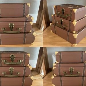 Vintage Style Brown Suitcase Set